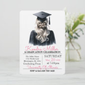 Aquarelle gris et noir Invitation à la graduation (Debout devant)