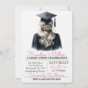 Aquarelle gris et noir Invitation à la graduation