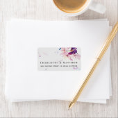 Aquarelle gris et violet Étiquette de adresse Flor (En situation)