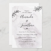 Aquarelle gris Faire-part de mariage minimaliste (Devant / Derrière)