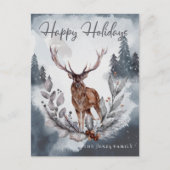 Aquarelle gris hiver Noël Carte postale (Devant)