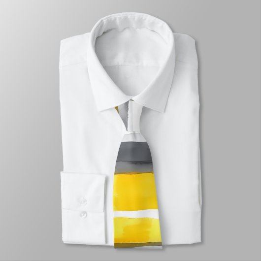 Aquarelle gris jaune blanc Cravate rayé (Attaché)