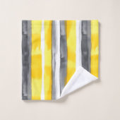 Aquarelle gris jaune blanc rayé (Gant de toilette)