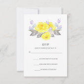 Aquarelle gris jaune violet Rose Vertical RSVP (Devant)