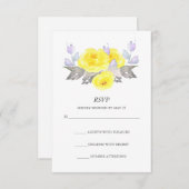 Aquarelle gris jaune violet Rose Vertical RSVP (Devant / Derrière)