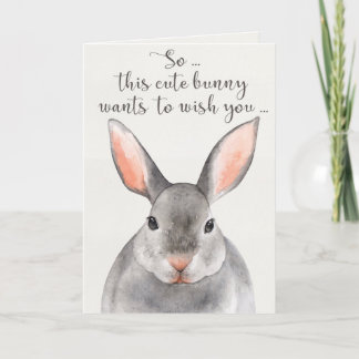 Aquarelle gris lapin lapin joyeux carte d'annivers