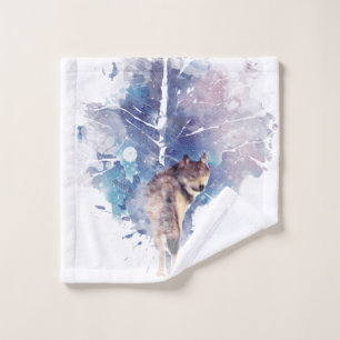 Aquarelle Gris Loup Faune Animal Nature Art