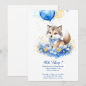 Aquarelle Gris Loup Pup Baby shower Invitation (Devant / Derrière)