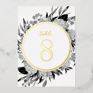 Aquarelle gris or Floral Mariage Numéro de table