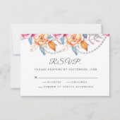 Aquarelle Gris Orange Brûlé Mariage Floral RSVP (Devant)