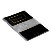 Aquarelle gris simple Monogramme Nom Carnet (Côté Droit)