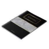 Aquarelle gris simple Monogramme Nom Carnet (Côté gauche)