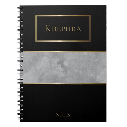 Aquarelle gris simple Monogramme Nom Carnet (Devant)