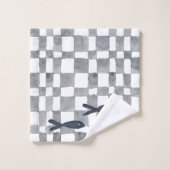 Aquarelle gris vérifie l'ensemble de serviettes de (Gant de toilette)