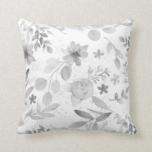 Aquarelle grise délicate Coussin floral