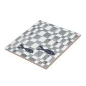 Aquarelle grise Vérifications Poisson Carreaux en  (Côté)