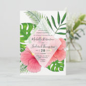 Aquarelle Hawaii Aloha Luau Faire-part de mariage (Debout devant)