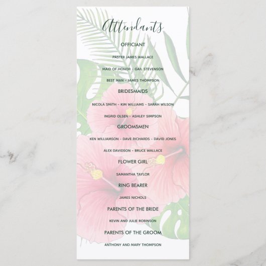 Aquarelle Hawaiian Aloha Luau Programme de mariage (Dos)