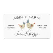 Aquarelle Hen Farm Étiquette carton d'oeuf frais (Devant)