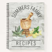 Aquarelle Herbe Wood Recette Livre de recettes Nom (Devant)