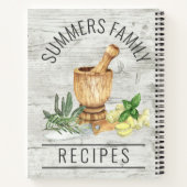 Aquarelle Herbe Wood Recette Livre de recettes Nom (Dos)