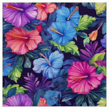 Aquarelle Hibiscus (Dark IV) Tissu