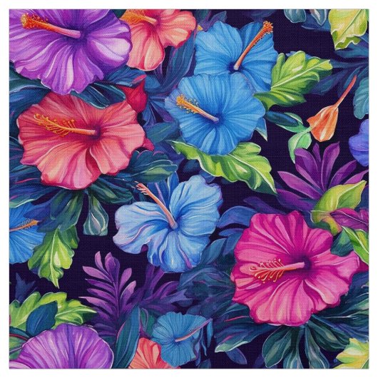 Aquarelle Hibiscus (Dark IV) Tissu (Échantillon)