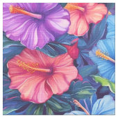 Aquarelle Hibiscus (Dark IV) Tissu (Détail)