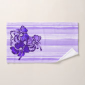 Aquarelle Hibiscus Hawaiian Stripe - violet (Serviette à main)