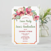 Aquarelle Hibiscus Luau Graduation Invitations (Debout devant)