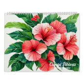 Aquarelle Hibiscus tropicaux Calendrier coloré (Protection)