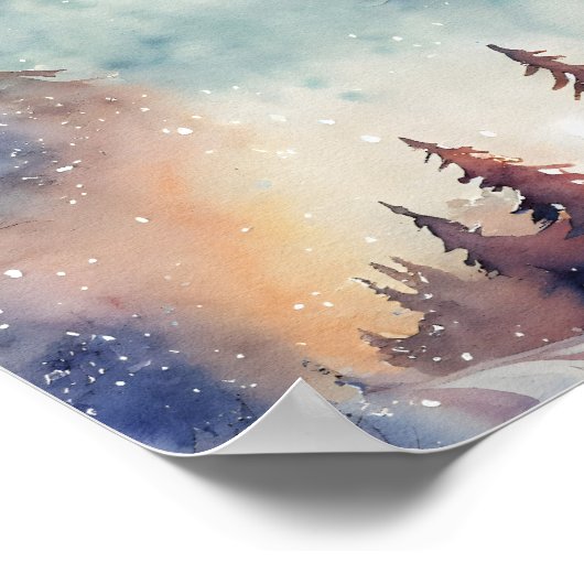 Aquarelle Hiver Art Poster murale (Coin)