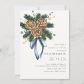 Aquarelle Hiver Baby shower de couronne Invitation (Devant)