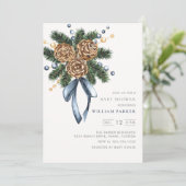 Aquarelle Hiver Baby shower de couronne Invitation (Debout devant)