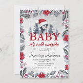Aquarelle Hiver Baby shower de pingouin Invitation (Devant)