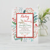 Aquarelle Hiver Floral Baby shower Invitation (Debout devant)