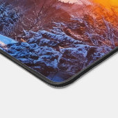 aquarelle hiver matin, lever du soleil, ciel bleu  (Coin)