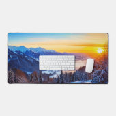 aquarelle hiver matin, lever du soleil, ciel bleu  (Clavier et souris)