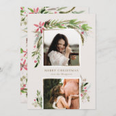 Aquarelle hiver verdure Carte photo de vacances (Devant / Derrière)