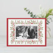 Aquarelle Hiver Vert Cadre Carte de Noël (Debout devant)