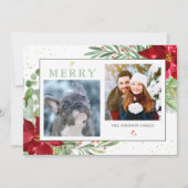 Aquarelle Hiver Vert + Gold Carte de vacances (Devant)