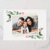 Aquarelle Holly et verdure Joyeuses vacances (Recto)