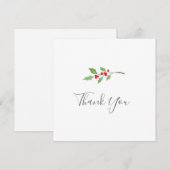 Aquarelle Holly Sprigs Carte de remerciements (Devant / Derrière)