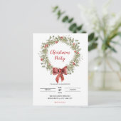 Aquarelle Holly Wreath Fête de Noël Invitation (Debout devant)