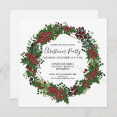 Aquarelle Holly wreath invitation à Noël (Devant / Derrière)