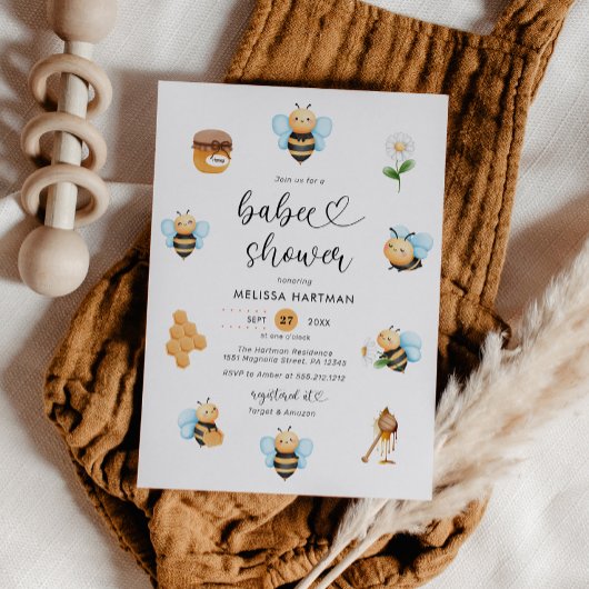 Aquarelle Honey Bee Baby shower Invitation