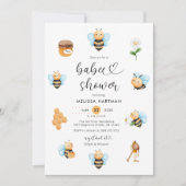 Aquarelle Honey Bee Baby shower Invitation (Devant)