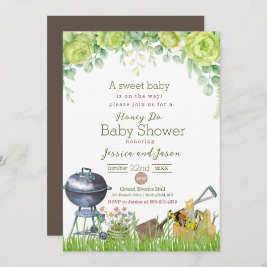 Aquarelle Honey Do Baby shower Invitation (Devant / Derrière)