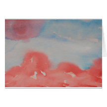 Aquarelle Horizon Rouge Et Bleu Paysage Abstrait
