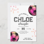 Aquarelle Hot rose Soccer Invitation Anniversaire (Devant)